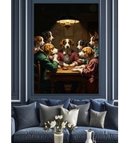 Poker Oynayan Köpekler Serisi Dekoratif Kanvas - Mdf Ahşap Tablo
