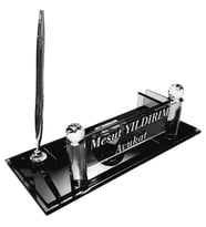 Kristal Masaüstü Kalemli İsimlik Ofis Büro Makam Hediyesi M188 SLV
