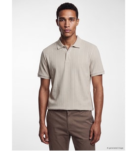 LCW Vision Bej Polo Yaka Standart Fit Ribana Erkek Tişört
