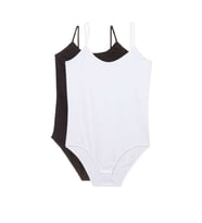 2 Adet İp Askılı Kadın Çıtçıtlı Body Siyah ve Beyaz