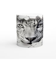 Buz Gibi Bakışlı Kar Leoparı Desenli Baskılı Kupa Bardak