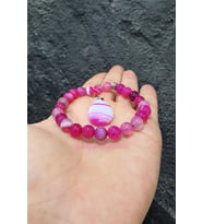 Akik Doğal Taş Bileklik ( Akik Kolye Ucu Hediyeli ) ( Strese Karşı Koruyucu ) 8 Mm