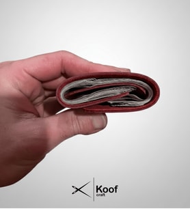 Koof Craft Pocket Fold Hakiki Deri Kağıt Para Cüzdanı – El Yapımı Snap Kapaklı Minimal Banknot Cüzdanı, Kompakt Slim Deri Cüzdan (Kırmızı)