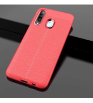 Samsung Galaxy A20S Kılıf Esnek Pu-Deri Leather-Pu Serisi Protected Case (Kırmızı)
