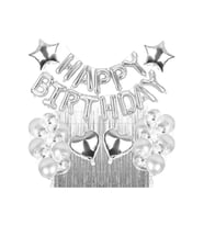 Gümüş Happy Birthday Folyo Balon Seti