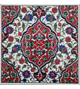 Armada Çini 20x20 Cm ED 308 Kırmızı İznik Rumi El dekoru Çini Pano