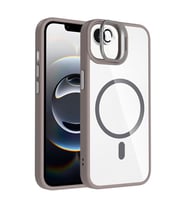 Coverzone iPhone 16E ile Uyumlu Z-Etro MagSafe Wireless ?arj Destekli, G��l� Manyetik Tutucu, Stand Olabilen, Kamera Lens Hediyeli Koruyucu K?l?f Gri