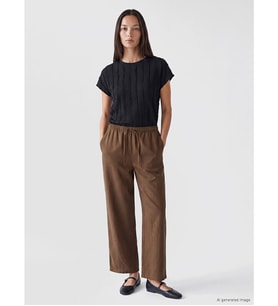 LCWAIKIKI Classic Haki Beli Lastikli Geniş Paça Kadın Pantolon