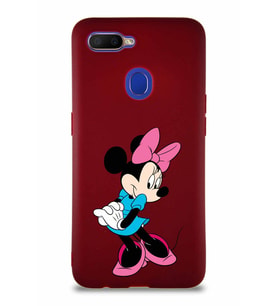Oppo AX7 Soft Premier Kapak Minnie Mouse-F Tasarımlı Silikon Kılıf - Mürdüm (Şeffaf)