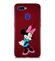 Oppo AX7 Soft Premier Kapak Minnie Mouse-F Tasarımlı Silikon Kılıf - Mürdüm (Şeffaf)