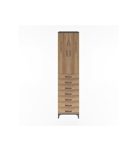 Hyperion Dolap 3 Raflı 7 Çekmeceli 2 Kapaklı 60x44x243 Antrasit-Çam