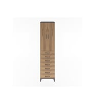 Hyperion Dolap 3 Raflı 7 Çekmeceli 2 Kapaklı 60x44x243 Antrasit-Çam