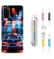 Samsung A02S A03S A10 A12 A13 A21S A22 Kılıf Kablo Koruma Spiral Silikon Neon Cars 1724