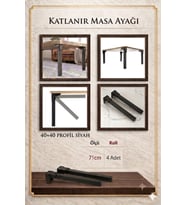 Katlanır Kare Masa Ayağı 4'lü Siyah