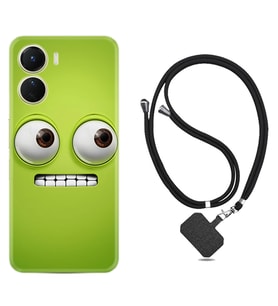 Vivo Y16 Kılıf Resimli Boyun Askılı İpli Desenli Silikon Series Green 1832