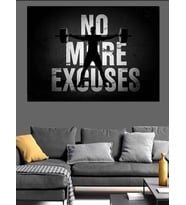 No More Excuses Fitness Motivasyon Dekoratif Kanvas - Mdf Ahşap Tablo