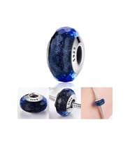Işık Yayan Mavi Murano Cam Charm 925 Ayar