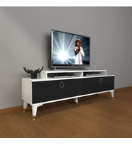 Decoraktiv Ekoflex 4 Mdf Gold Tv Ünitesi Tv Sehpası - Beyaz Siyah (Siyah - Beyaz)