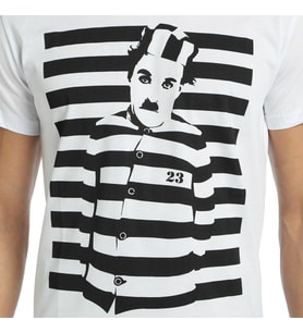 Bant Giyim - Charlie Chaplin Beyaz Erkek T-shirt Tişört
