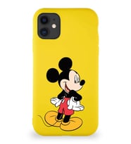 Apple iPhone 11 Soft Premier Kapak Mickey Mouse-D Tasarımlı Silikon Kılıf - Sarı (Şeffaf)