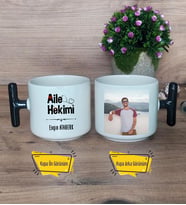 Aile Hekimi Kupa Bardak Fotoğraflı T Siyah Kulplu Doktora Tıp Bayramı Hediyesi