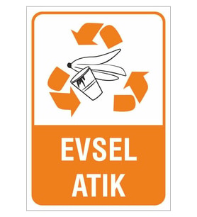 Iş Güvenliği Uyarı Levhası 17x24 Cm. (evsel Atık) (d-1724-003) (Çok Renkli)