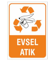 Iş Güvenliği Uyarı Levhası 17x24 Cm. (evsel Atık) (d-1724-003) (Çok Renkli)