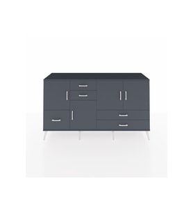 Kronos Konsol 4 Raflı 5 Çekmeceli 4 Kapaklı 176x59x99 Antrasit-Antrasit