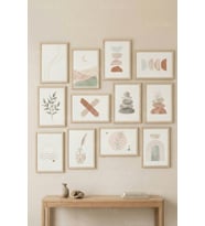 12 Parça Soft Minimal Dekoratif Çerçeve Görünümlü Tablo Seti