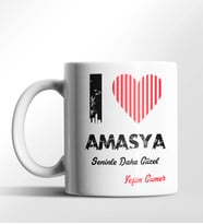 Kişiye Özel Amasya Seninle Daha Güzel Tema Beyaz Kupa
