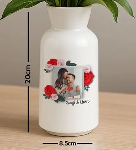 BK Gift Kişiye Özel İsimli Fotoğraflı Seramik Vazo-1, Ev Hediyesi, Ofis Hediyesi, Sevgiliye Hediye