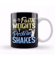 Funny Faith Weights And Protein Shakes Gym Workout Kupa Bardak Porselen