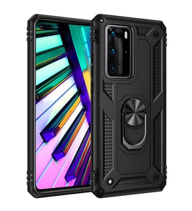Huawei P40 Pro Kılıf Yüzüklü Zırh Tank Vega (Siyah)