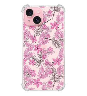 PrintiFy Apple iPhone 15 Plus (Kamera Açık) Uyumlu Köşe Korumalı Floral Pembe Kılıf