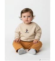 LCW baby Bej Bisiklet Yaka Erkek Bebek Sweatshirt Ve Eşofman Altı