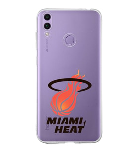 Huawei Honor 8c  Uyumlu Kapak Miami Heat Tasarımlı Şeffaf Silikon Kılıf