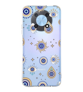PrintiFy Huawei Nova Y90 ile Uyumlu Nazar Boncuğu 5  Kamera Korumalı Şeffaf  Kılıf