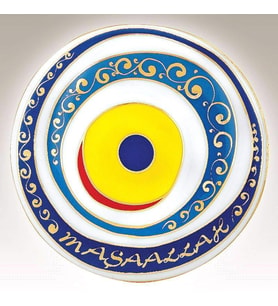 Kütahya Porselen El Yapımı Nazar Boncuklu Tabak (Karışık)