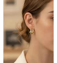Xuping Gold Taşlı Üçgen Tasarım Küpe - 25-xpkp251