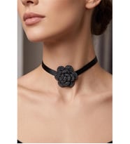 PARLAK TAŞLI ÇİÇEK CHOKER KOLYE