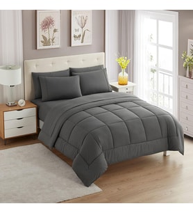 Home Collection Ultra Yumuşak Kuş Tüyü Alternatif Set ve Lüks Yatak Çarşafları, Polyester, Gri, Çift Kişilik