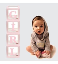 GIRL Yazılı Demonte 25 Cm Şeffaf Kutu Set Pembe-
