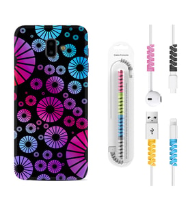 Samsung J6 Plus J7 Prime J7 Pro M20 Kılıf Kablo Koruma Spiral Silikon Daireler 1751