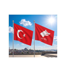 TRY Bayrağı ve Alpaka Kumaş Türk Bayrağı 2'li Set 100x150cm
