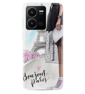 Vivo Y35 Kılıf Resimli Desenli Baskılı Silikon Bonjour Paris 1419