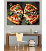 Dilimlenmiş Taze Pizzanın Yakın Planı Dekoratif Kanvas - Mdf Ahşap Tablo