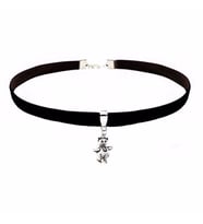 Siyah Renk Kadife Ayıcık Choker Kolye