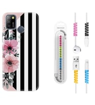 INFINIX Smart 4 5 6 Zero 8 S5 Pro Kılıf Kablo Koruma Spiral Silikon Flowers 4 1390