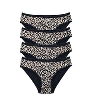 4 Adet Leopar Desenli Likralı Yumuşak Dokulu Kadın Slip Külot