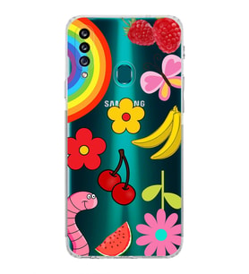 PrintiFy Samsung Galaxy A20S ile Uyumlu Water Color 5  Kamera Korumalı Şeffaf  Kılıf